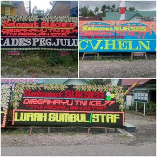 Koramil 01 Sumbul Di Banjiri Karangan bunga Di Hari Hut TNI Ke 77
