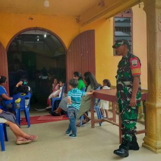 Babinsa Koramil 05 Tanah Pinem,Laksanakan Kegiatan Pengamanan Ibadah Minggu.