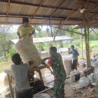 Babinsa Koramil 05 Tanah Pinem  Mendampingi Petani Menggiling Jagung