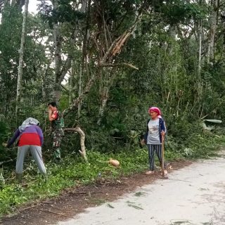 Peduli Lingkungan Desa,Babinsa Koramil 03 Parongil Bersama Warga Laksanakan Gotong Royong