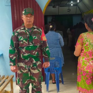 Babinsa Koramil 05 Kuta Buluh, Laksanakan Pengamanan Ibadah Di Gereja GBKP Tanah Pinem