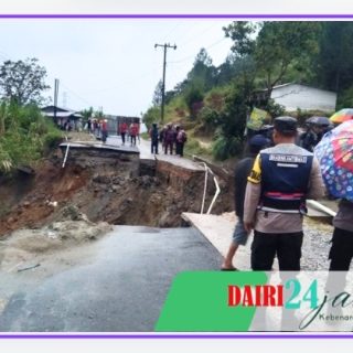 Akibat Hujan Deras, Ruas Jalan di Parbuluan Putus Total