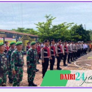 Personil Kodim 0206/ Dairi Ikuti Apel Gelar Pasukan Operasi Keselamatan Toba 2024 di Polres Pakpak Bharat