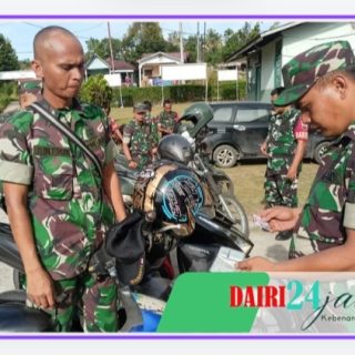 Selesai Apel Pagi, Bati Tuud Koramil 06/ Kerajaan Periksa Kendaraan Dinas dan Kelengkapan Surat Surat