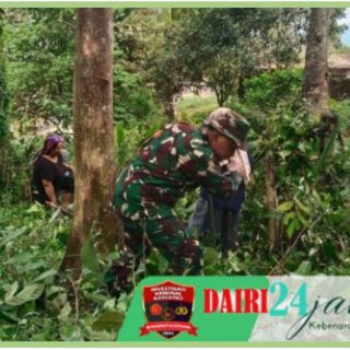 Babinsa Koramil 05/ Tanah Pinem, Sertu Hasanadi Gotongroyong Bersama Warga