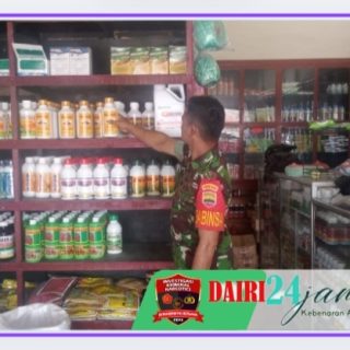 Cek Ketersediaan Pupuk Dan Obat Pertanian,Babinsa Sambangi Kios Pupuk Di Wilayah Binaan