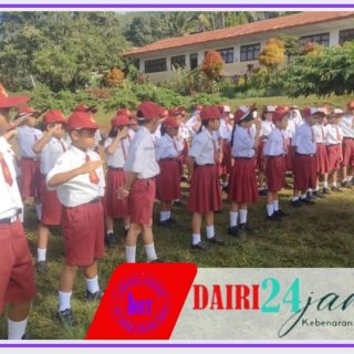 Babinsa Koramil 05/ Tanah Pinem Latih Siswa SD N 033779 PBB Di Desa Suka Dame