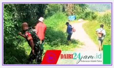 Semangat Gotong Royong, Babinsa Bersama Masyarakat Bersihkan Jalan Tani