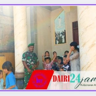 Babinsa Berikan Rasa Aman Dan Nyaman Kepada Jemaat Yang Laksanakan Ibadah Minggu