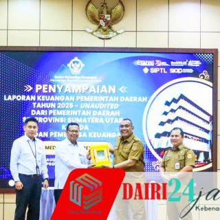 Bupati Dairi Serahkan Laporan Keuangan Unaudited kepada BPK RI Perwakilan Sumatera Utara
