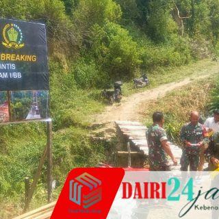 Personil Koramil 01/Sumbul dan Masyarakat Laksanakan Ground Breaking Pembangunan Jembatan Aramco