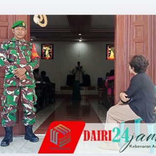 Babinsa Koramil 05/TP Laksanakan Pengamanan Ibadah Minggu di HKBP Kutabuluh