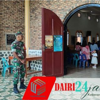 Babinsa Koramil 05/TP Laksanakan Pengamanan Ibadah Minggu di Gereja Katolik Kutabuluh