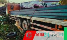 Rem Blong di Sumbul Dairi, Truk Muatan Besi Tabrak Beruntun dan Seruduk 3 Rumah Warga