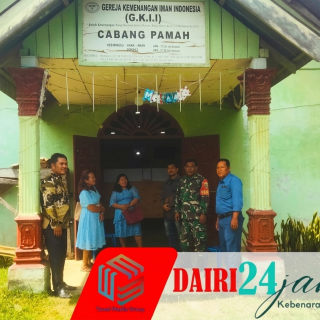 Jaga Toleransi dan Keamanan, Babinsa Koramil 05/TP Amankan Ibadah Minggu di Gereja GKII Pamah