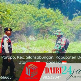 Antisipasi Karhutla, Babinsa Bersama Bhabinkabtibmas Gelar Patroli dan Sosialisasi di Desa Silalahi I