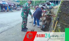 Wujudkan Desa Bersih  Dan Sehat, Serda Hasanadi Babinsa Koranil 05/TP Gotong  Royong  Bersama Warga  Desa Balan Dua