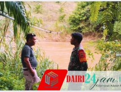 Antisipasi Luapan Sungai Renun, Babinsa dan Pemdes Renun Siaga Bencana di Tanah Pinem