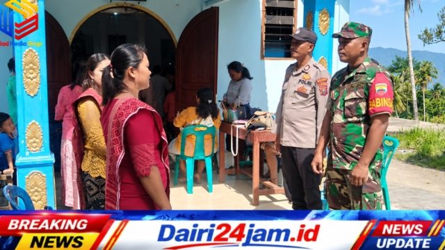 Babinsa  Koramil 05/Tanah Pinem Jamin Keamanan dan Kelancaran Ibadah Minggu di Gereja GBKP Kutabuluh