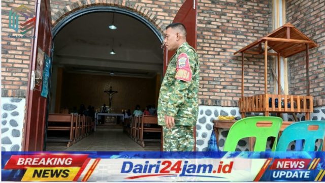 Babinsa Koramil 05/TP Hadir Berikan Rasa Aman, Ibadah Minggu di Gereja Katolik Kutabuluh Berjalan Khidmat